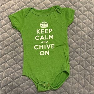 Keep Calm and Chive On Green Baby One-Piece
